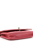 Lambskin Quilted Trendy CC Wallet On Chain WOC Bright Pink