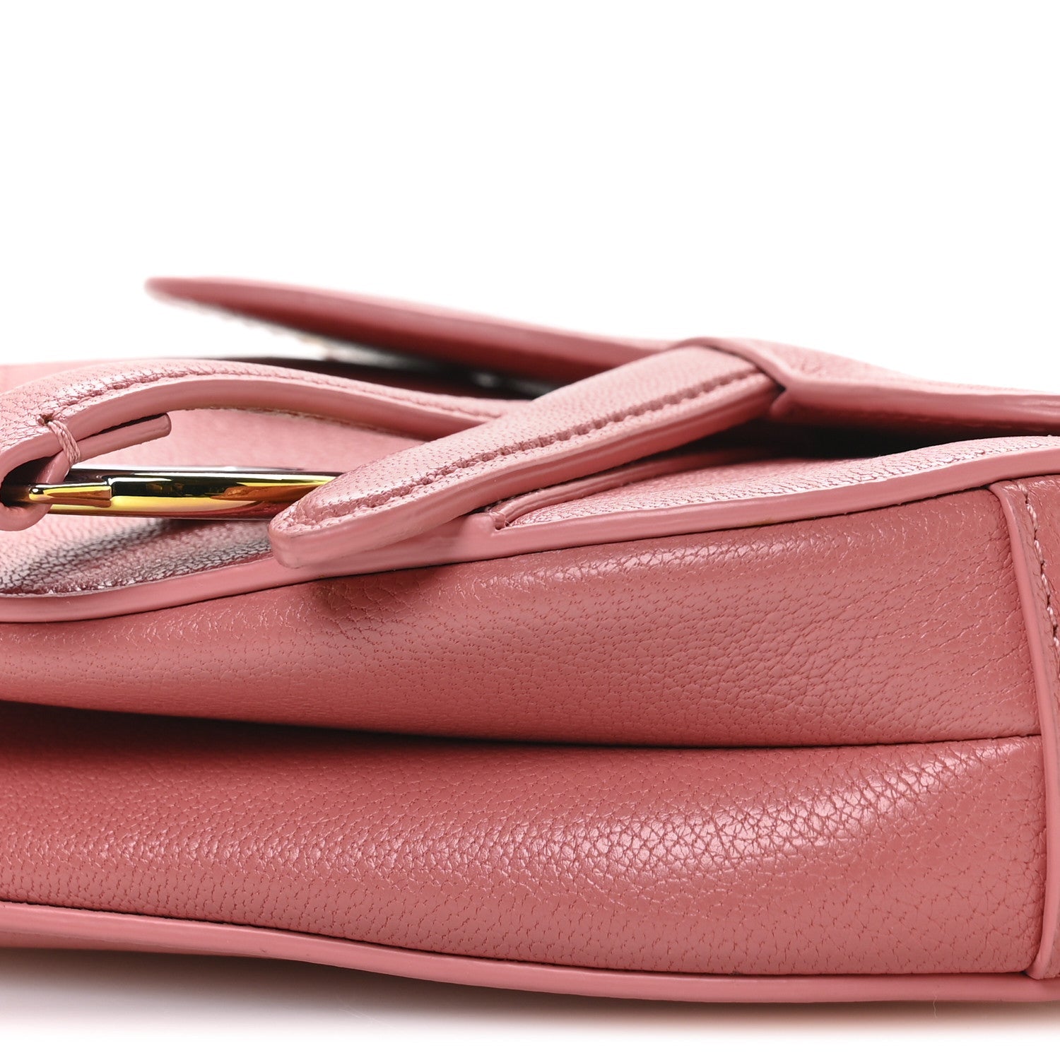 Goatskin Micro Saddle Bag With Strap Coral Powder