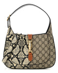 GG Supreme Monogram Snakeskin Small Jackie 1961 Hobo Beige Ebony