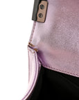 Metallic Patent Calfskin Quilted Medium Boy Flap Light Pink