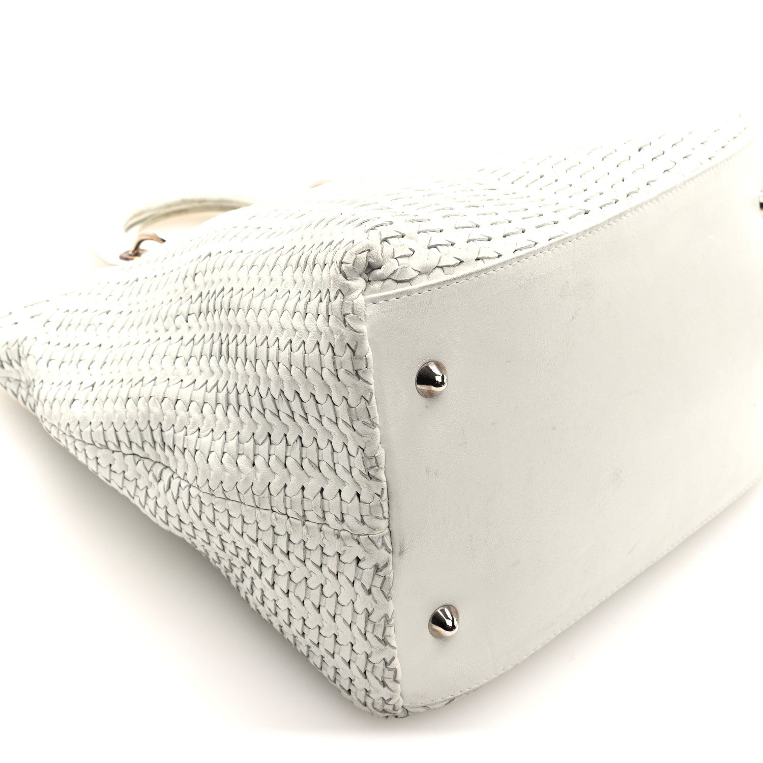 Lambskin Woven D1OR Tote White