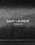 Grain De Poudre Matelasse Chevron Monogram Envelope Clutch Black