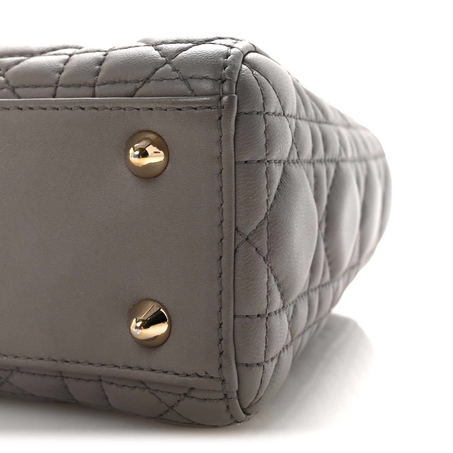 Lambskin Cannage Small Lucky Badges My Lady D1OR Grey