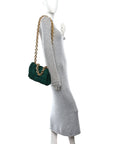 Suede Maxi Intrecciato Padded Chain Cassette Crossbody Bag Emerald Green