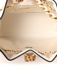 Braided Raffia Calfskin Quilted Small CHNL 25 Handbag White Black