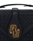 French Calfskin Intrecciato City Knot Bag Sapphire