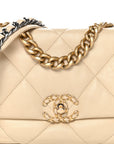 Lambskin Quilted Medium CHNL 19 Flap Light Beige