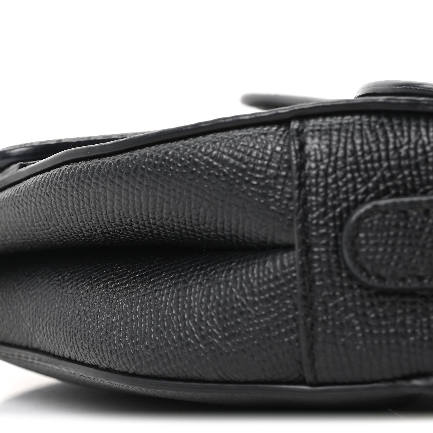 Grained Calfskin Mini Saddle Bag Black