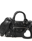 Agneau Arena Mini Le Cagole Duffle Crossbody Bag Black