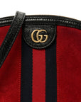 Suede Patent Web GG Small Ophidia Dome Shoulder Bag Hibiscus Red