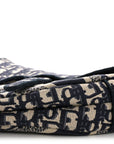 Oblique Embroidered Saddle Bag Blue