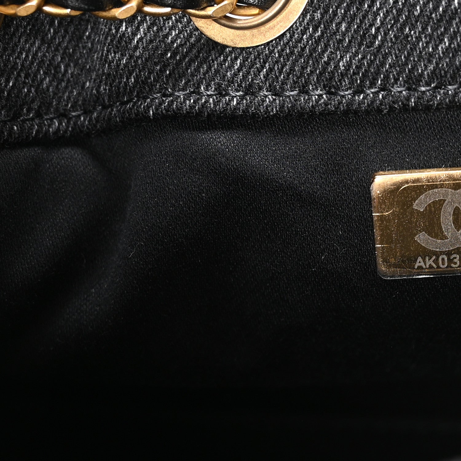 Washed Denim Quilted Mini CHNL 25 Handbag Black