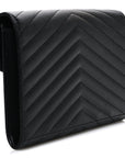Grain De Poudre Matelasse Chevron Monogram Monochrome Envelope Clutch Black