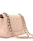 Caviar Quilted Jumbo Double Flap Light Beige