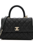 Caviar Quilted Mini Coco Handle Flap Black