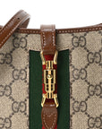 GG Supreme Monogram Azalea Calfskin Web Mini Jackie 1961 Hobo Beige Ebony Brown Sugar