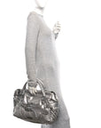 Metallic Calfskin Winnieford Satchel Silver