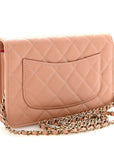 Caviar Quilted Perforated Metal CC Wallet On Chain WOC Beige