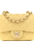 Lambskin Quilted Mini Square Flap Light Yellow
