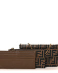 Vitello Soft F is FNDI Bi-Color FF 1974 Embossed Envelope Wallet On Chain with Pouches Maya Black