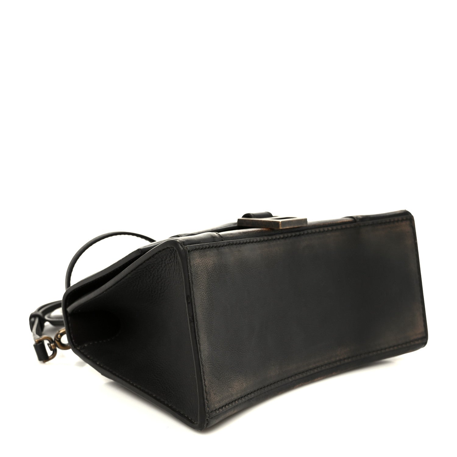 Used Calfskin Small Hourglass Top Handle Bag Brown