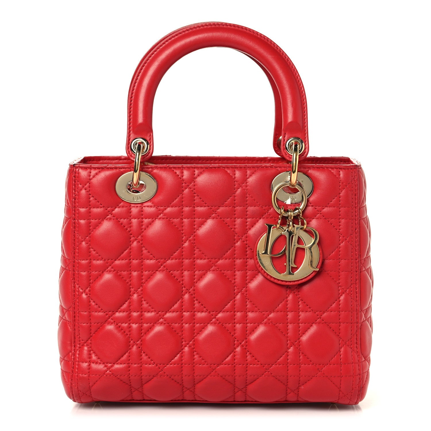 Lambskin Cannage Medium Lady D1OR Red
