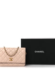 Lambskin Quilted CC Pearl Crush Wallet on Chain WOC Light Pink