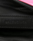 Recycled Sport Nylon Chain Logo Medium Raver Bag Fluo Pink Black
