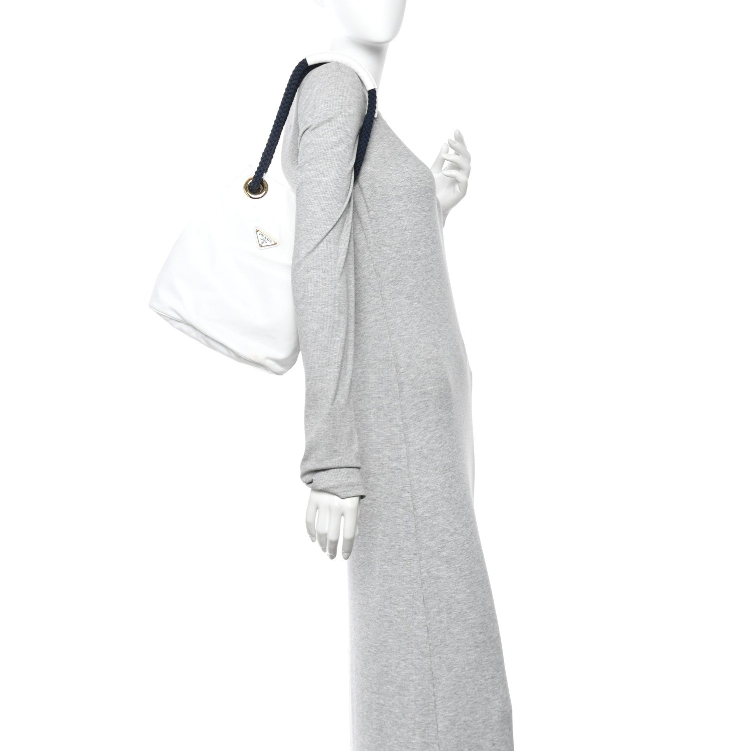 Re-Nylon Triangle Mariner Small Bucket Bag White Baltico