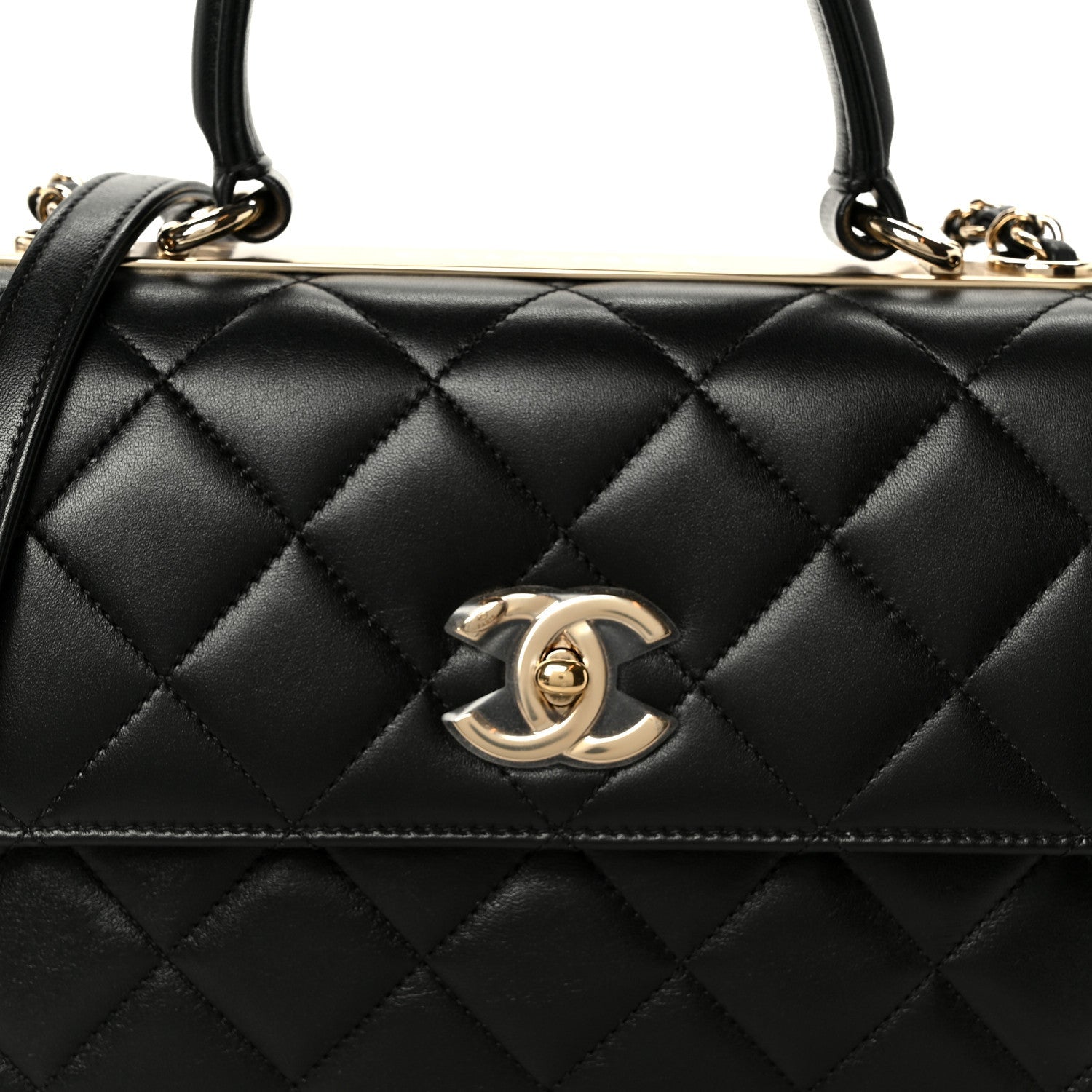 Lambskin Quilted Small Trendy CC Dual Handle Flap Bag Black