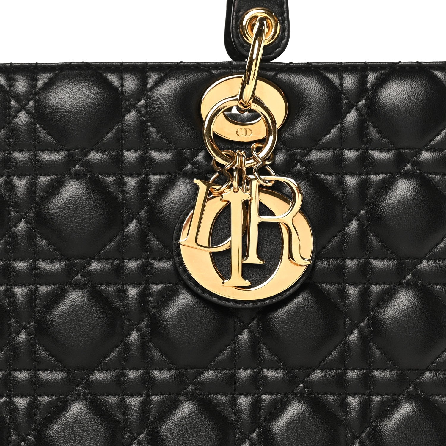 Lambskin Cannage Large Lady D1OR Black
