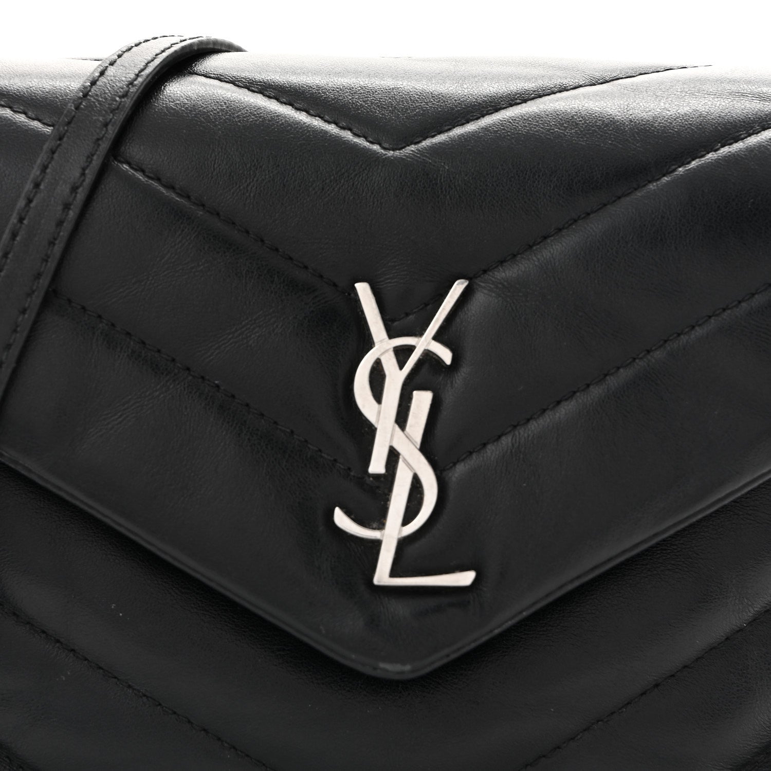 Calfskin Y Quilted Monogram Toy Loulou Crossbody Bag Black