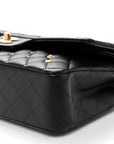 Lambskin Quilted Studded Medium Double Flap Black
