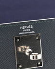 Epsom Sombrero Taurillon Clemence Kellygraphie Lettre H Kelly Sellier 28 Vert Cypress Bleu Obscur Malachite Bleu Encre