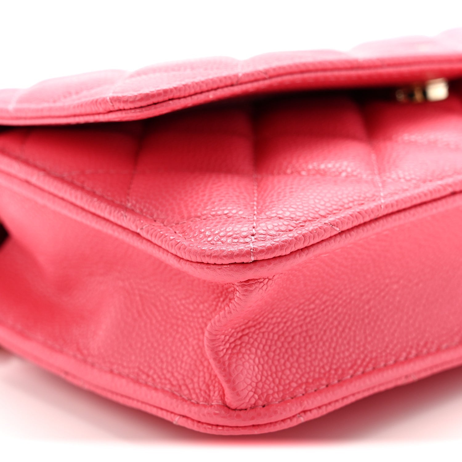 Caviar Quilted Wallet On Chain WOC Dark Pink