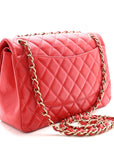 Lambskin Quilted Jumbo Double Flap Red