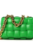 Lambskin Maxi Intreccio Padded Chain Cassette Crossbody Bag Racing Green