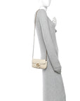 Calfskin Matelasse Super Mini GG Marmont Shoulder Bag White