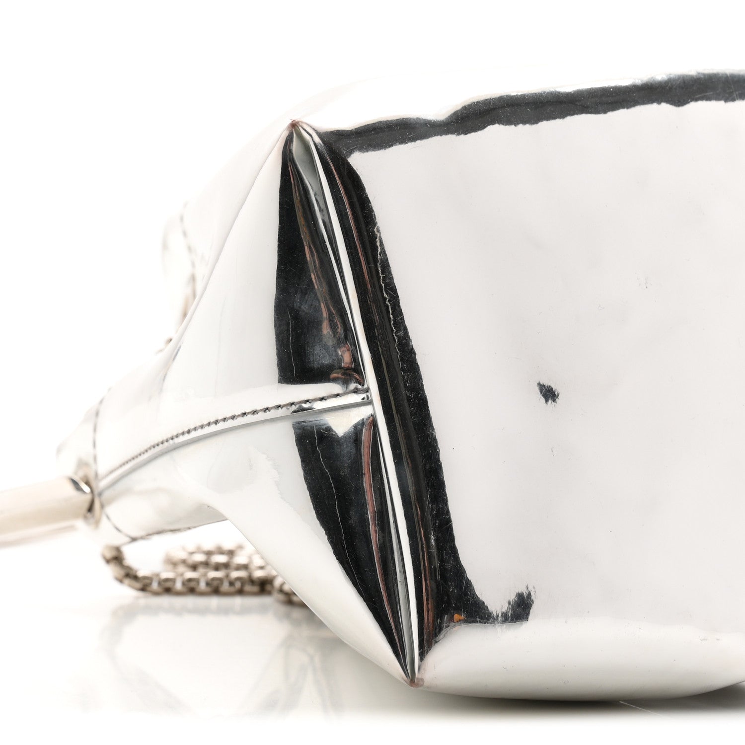 Metallic Patent Bon Bon Bag Silver