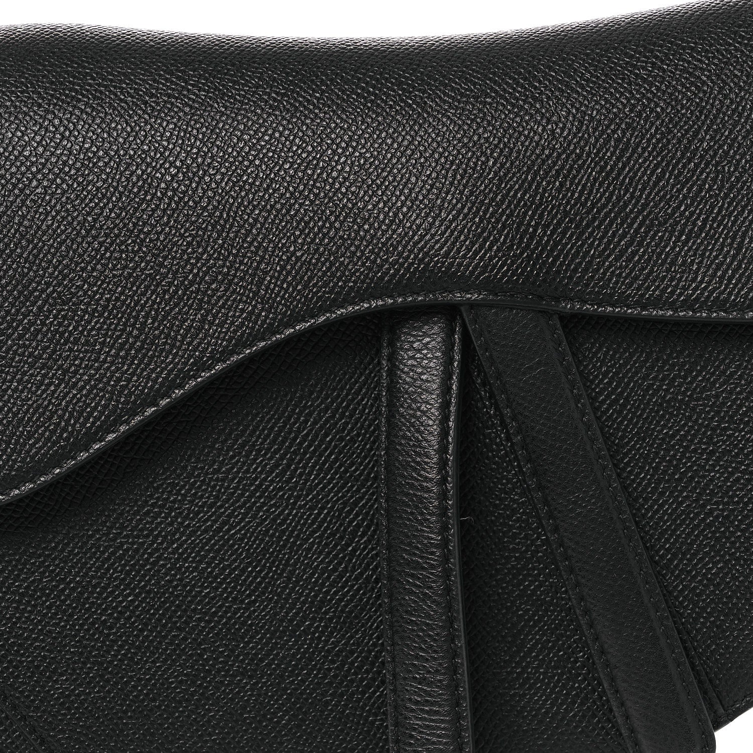 Grained Calfskin Saddle Bag Black