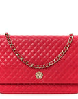 Lambskin Micro Quilted Wallet On Chain WOC Fuchsia
