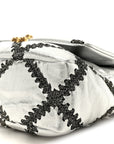 Metallic Calfskin Crochet Medium CHNL 19 Flap Silver