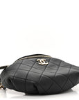 Lambskin Quilted Resin Bi-Color Waist Bag Fanny Pack Black