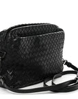 Nappa Intrecciato Crossbody Messenger Black