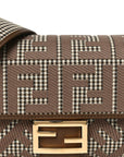 Wool Vitello King Houndstooth FF Embroidered Baguette Beige Moro