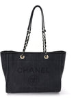 Mixed Fibers Calfskin Small Deauville Tote Black