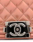 Metallic Patent Calfskin Quilted Medium Boy Flap Light Pink