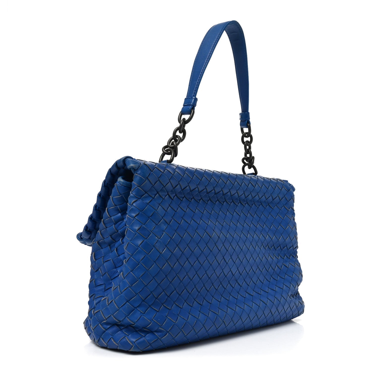 Nappa Intrecciato Medium Olimpia Shoulder Bag Blue
