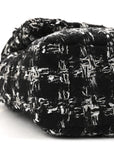 Tweed Quilted Large CHNL 19 Flap Black Silver Ecru