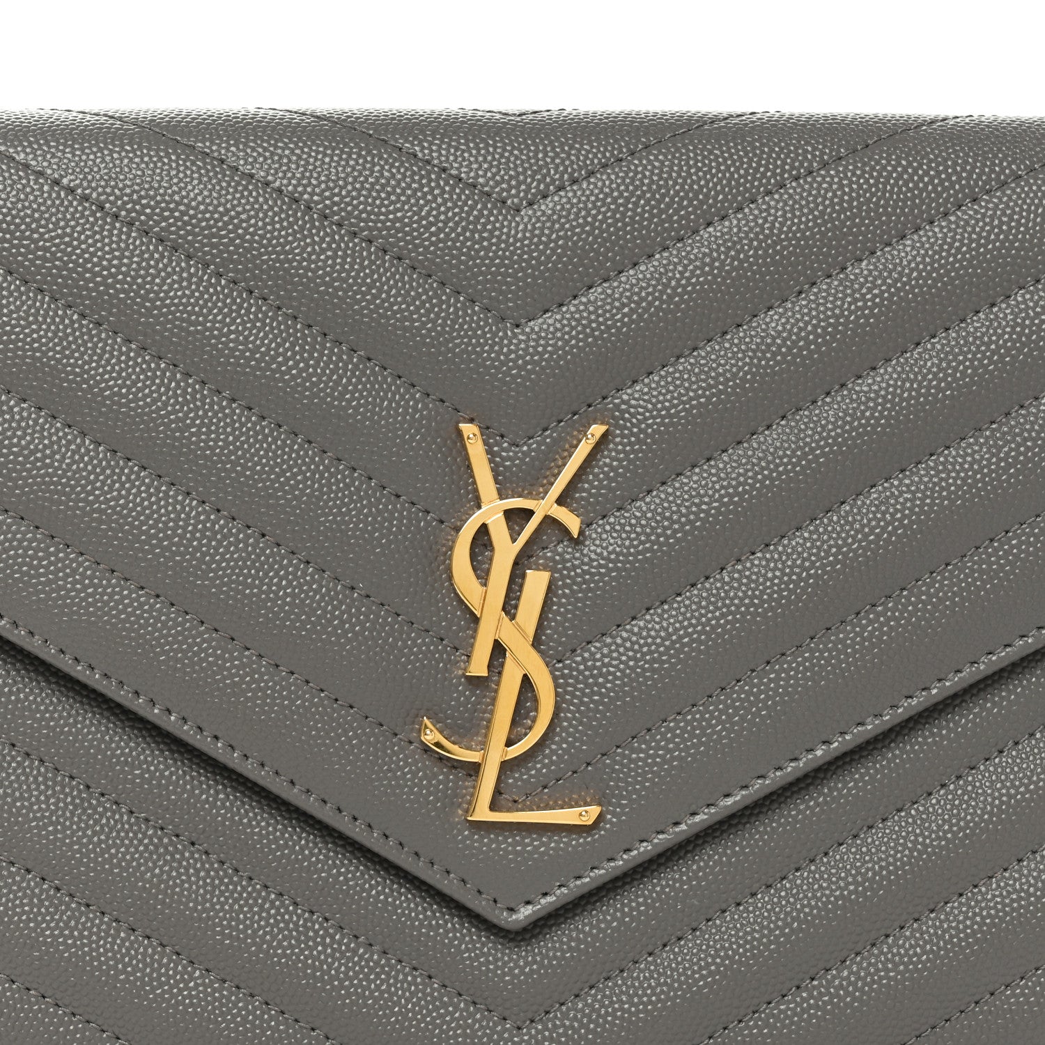 Grain De Poudre Matelasse Chevron Monogram Envelope Clutch Fog
